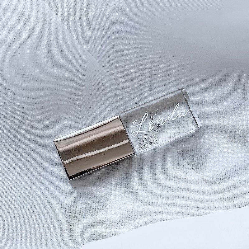 其他金屬 USB 手指 銀色 - 透明 閃鑽個人化 隨身碟 USB 64GB (銀)