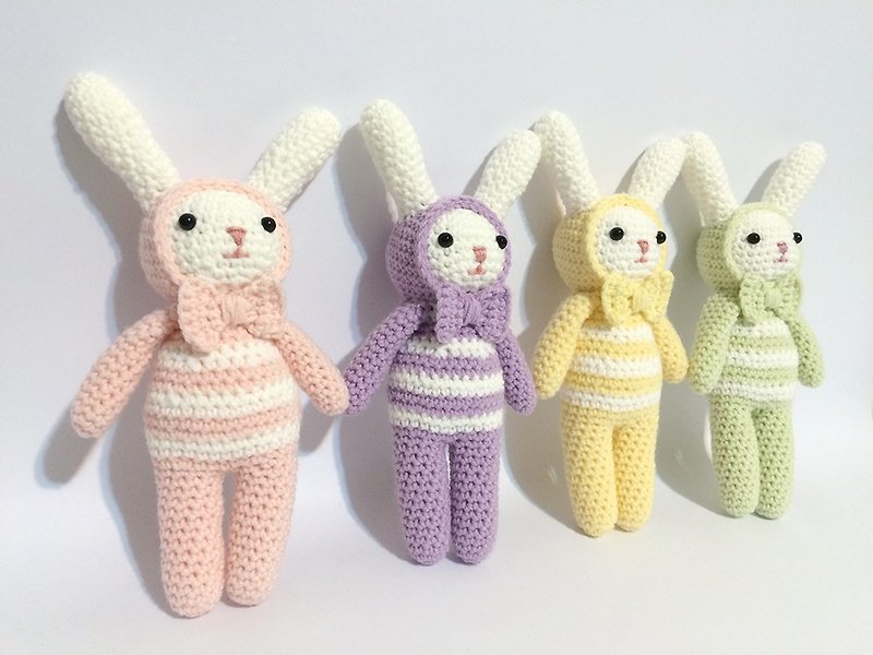 Aprilnana 粉紅帽兔 兔子 毛線娃娃 可愛吊飾 編織娃娃 - 玩偶/公仔 - 其他材質 粉紅色