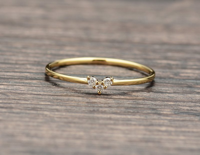 18K金鑽石心形戒指 - 戒指 - 鑽石 金色