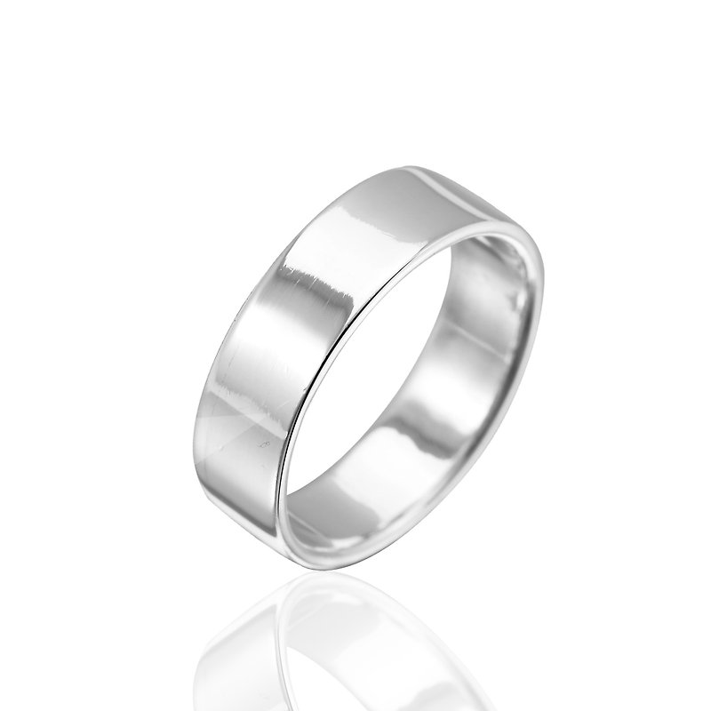 Simple plain sterling silver finger ring-8mm flat ring - แหวนคู่ - เงินแท้ สีเงิน