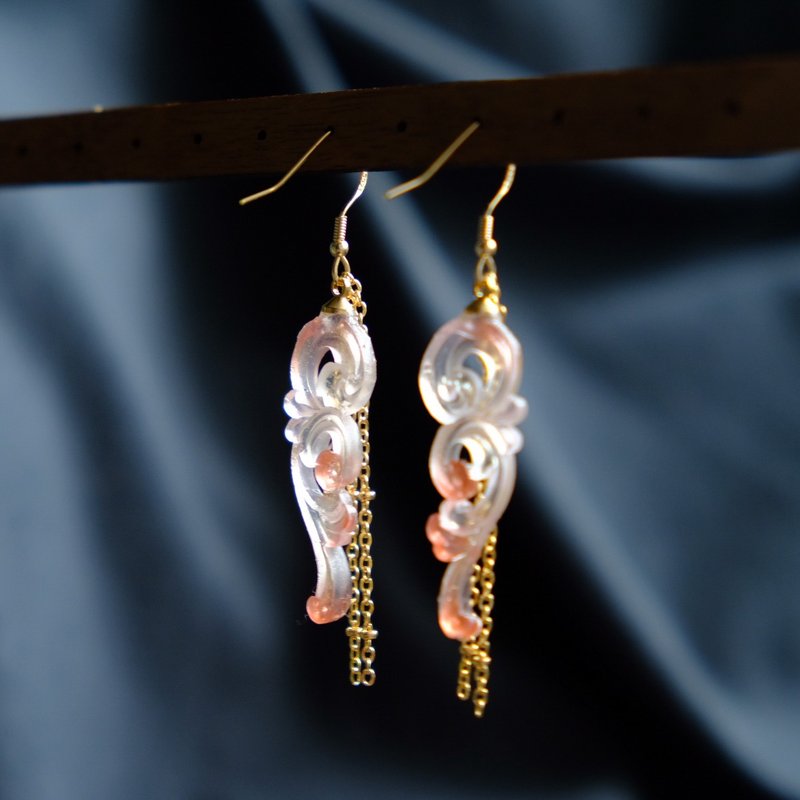 【奥義のベール】Veil of Mystery- Silver Earrings by ETPLANT - 耳環/耳夾/耳骨夾 - 純銀 粉紅色