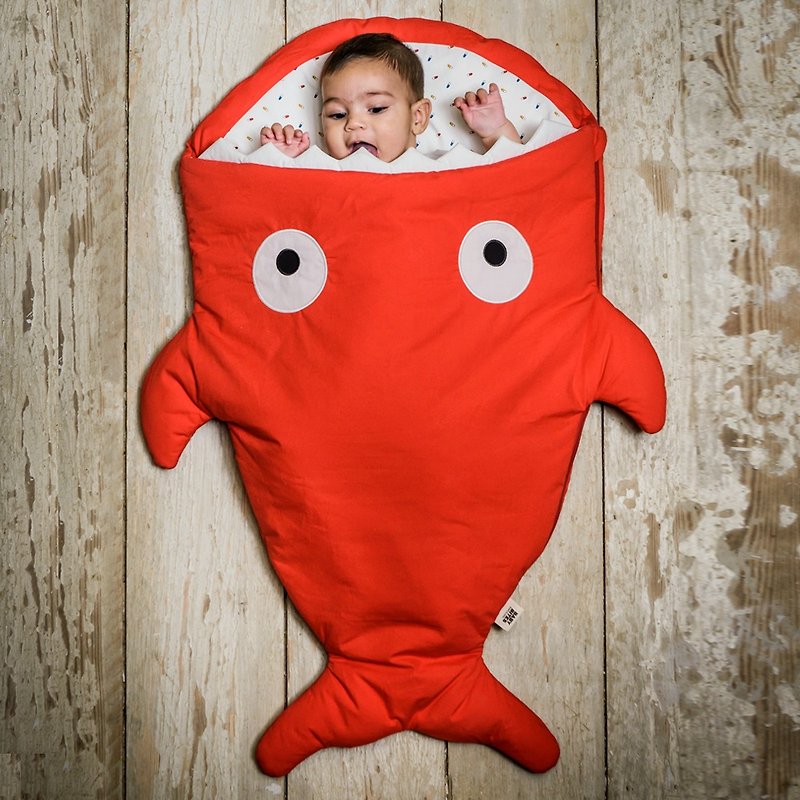 BabyBites鯊魚咬一口 純棉嬰幼兒多功能睡袋-喜氣紅 - 滿月禮物 - 棉．麻 紅色