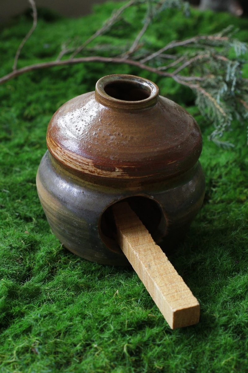 手工製作橡果造型陶瓷香爐聖木或白色鼠尾草超適用 - 香氛/精油/擴香 - 陶 咖啡色