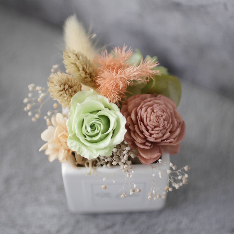 Preserved flower gift (table flower/small style) - ช่อดอกไม้แห้ง - พืช/ดอกไม้ สีเขียว