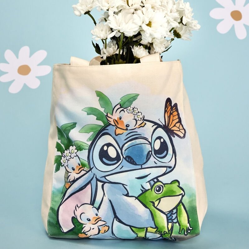 Loungefly Disney Lilo And Stitch Stitch Spring Style Canvas Bag - กระเป๋าแมสเซนเจอร์ - ผ้าฝ้าย/ผ้าลินิน ขาว