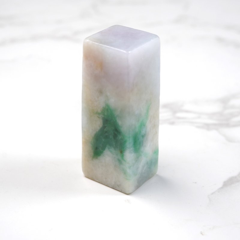 Green Flower Jade Stamp| Natural Burmese Jade A Grade Jade | Gifts - Stamps & Stamp Pads - Jade Multicolor