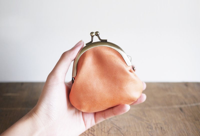 革製ハンドメイド革フリーソフトオレンジゴールド財布 - クラッチバッグ - 革 オレンジ