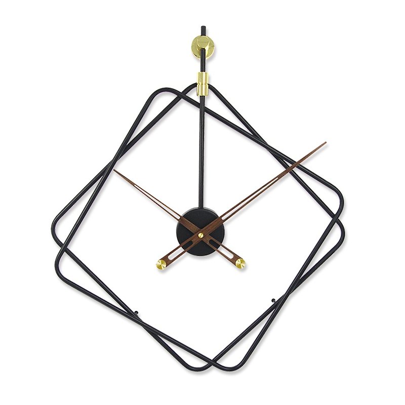 鐵製設計時鐘 簡約線描 50cm 黑色烤漆 台製機芯 鐵藝鐘 - 時鐘/鬧鐘 - 其他金屬 黑色