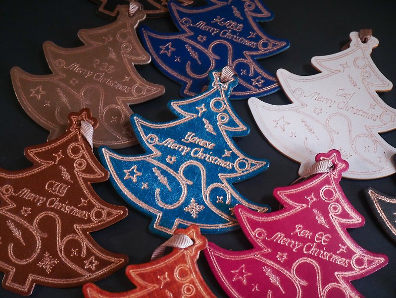 【聖誕禮盒】皮革聖誕卡 燙金刻名  | 客製化禮物 - 心意卡/卡片 - 真皮 藍色