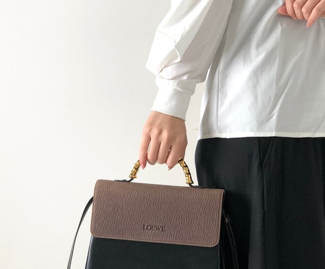 日本直送名牌中古包】LOEWE ロエベベラスケスメタルハンドルレザー2way ハンドバッグショルダーバッグブラック×ブラウンzpbizw  solo-vintage｜側背包/斜背包人氣榜- Pinkoi