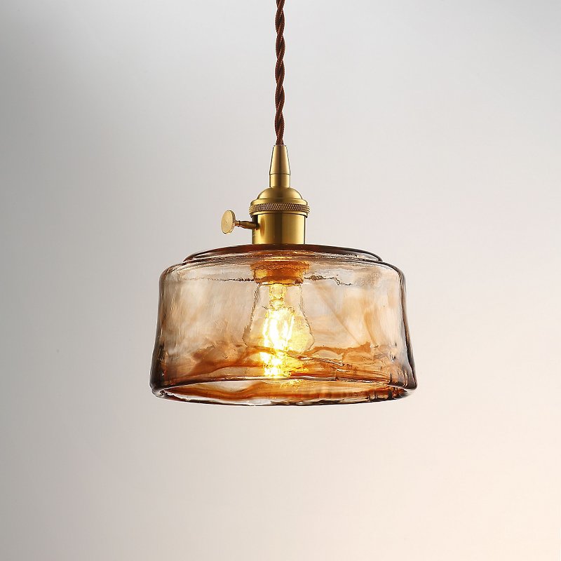 【塵年舊飾】懷舊銅製玻璃吊燈PL-1729附LED 6W燈泡 - 燈具/燈飾 - 玻璃 透明