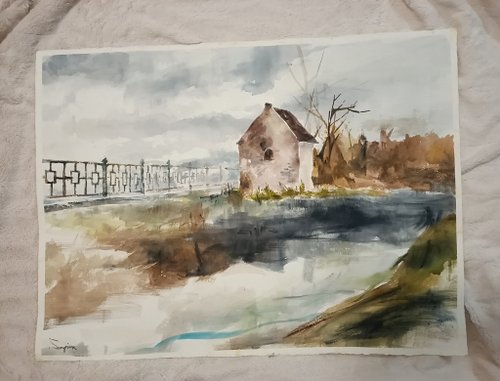 19*26 cmから始まるカスタマイズされた水彩風景画/お土産ギフト