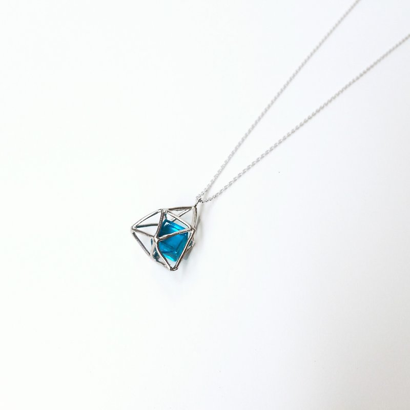 Geometric necklace silver - สร้อยคอ - โลหะ สีน้ำเงิน