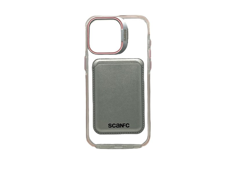 新品! SCANFC 鏡頭支架手機殼 粉紅色配銀包卡套 - 手機配件 - 其他材質 