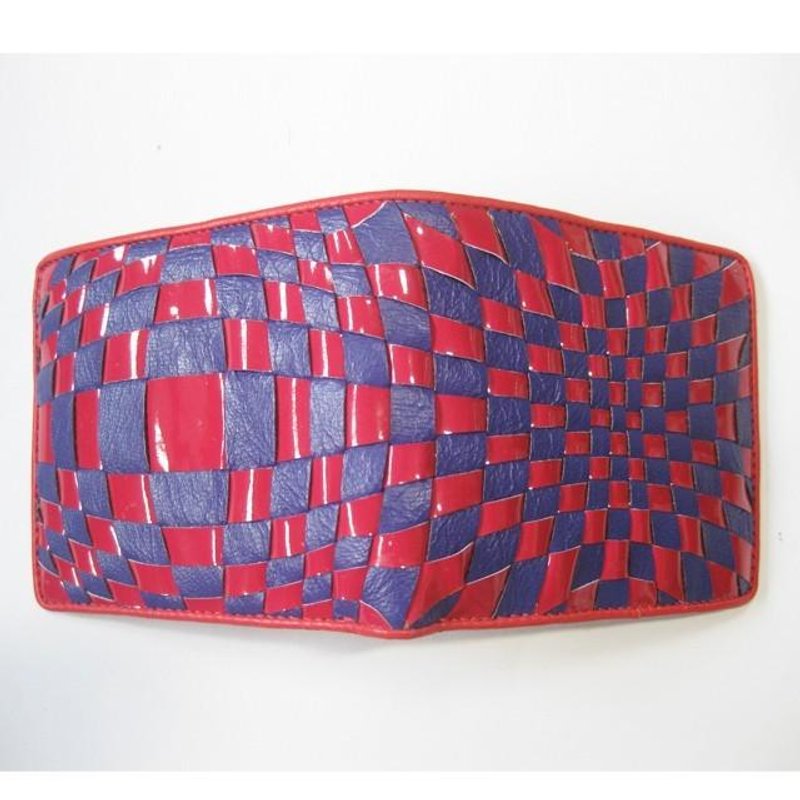 Intre Middle Wallet <Red Enamel x Purple> - กระเป๋าสตางค์ - หนังแท้ 
