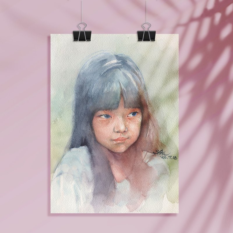 最棒的禮物|水彩畫| 似顏繪|客製畫像|手繪插畫|人像畫客製|彌月 - 似顏繪/客製畫 - 紙 