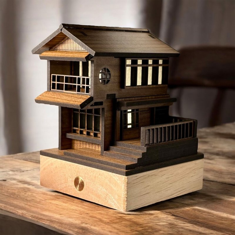 【Japanese-Style Night Lamp - Ine Boat House3】Bedside Lamp/Desktop/USB - Lighting - Wood Brown