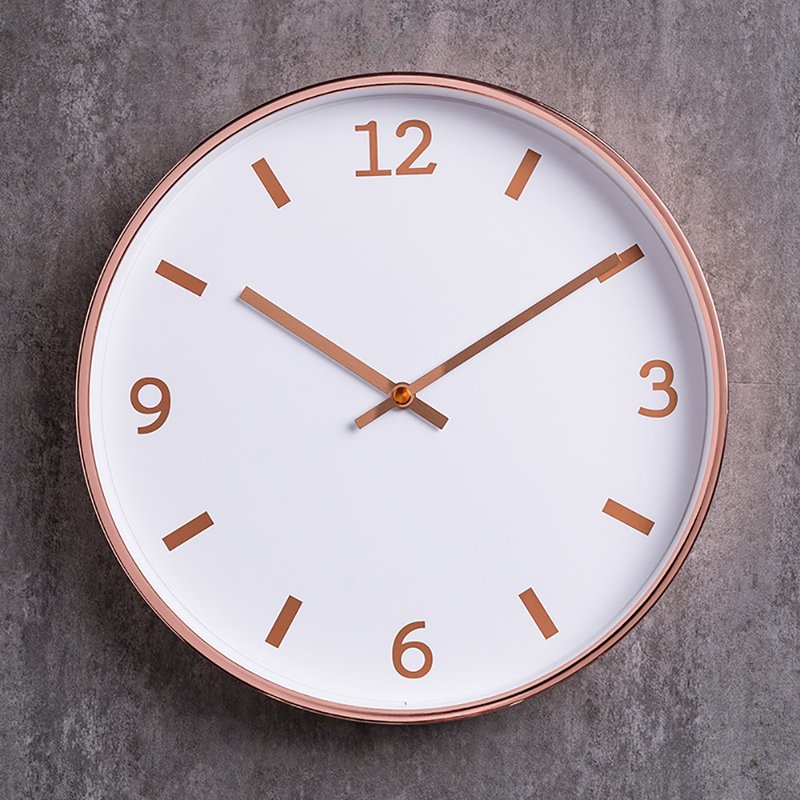 Modern - Clear White Rose Gold Silent Wall Clock Silent / Made in Taiwan - Clocks - Rose Gold 