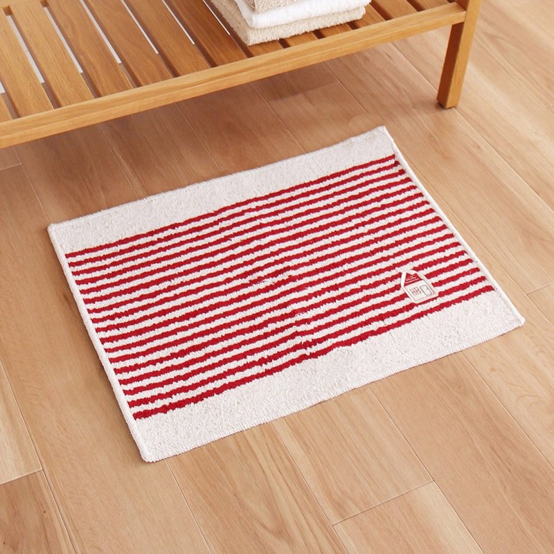 Japan OKA CASA horizontal pattern washable home floor mat-45x60cm-2 colors available - Rugs & Floor Mats - Other Man-Made Fibers Red