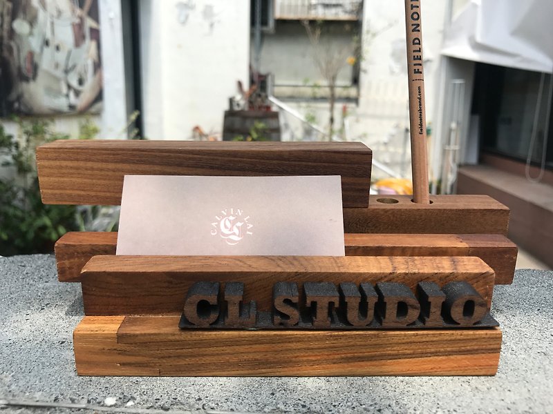 CL Studio [Modern Simple - Geometric Style Wooden Phone Stand / Business Card Holder] N105 - ที่ตั้งบัตร - ไม้ สีนำ้ตาล