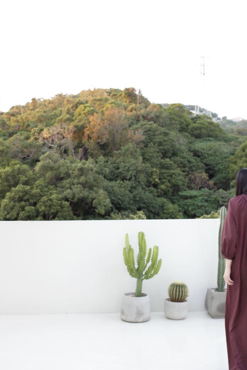 マキシ丈開襟ワンピース 栗色レッド - ジャケット - ポリエステル レッド