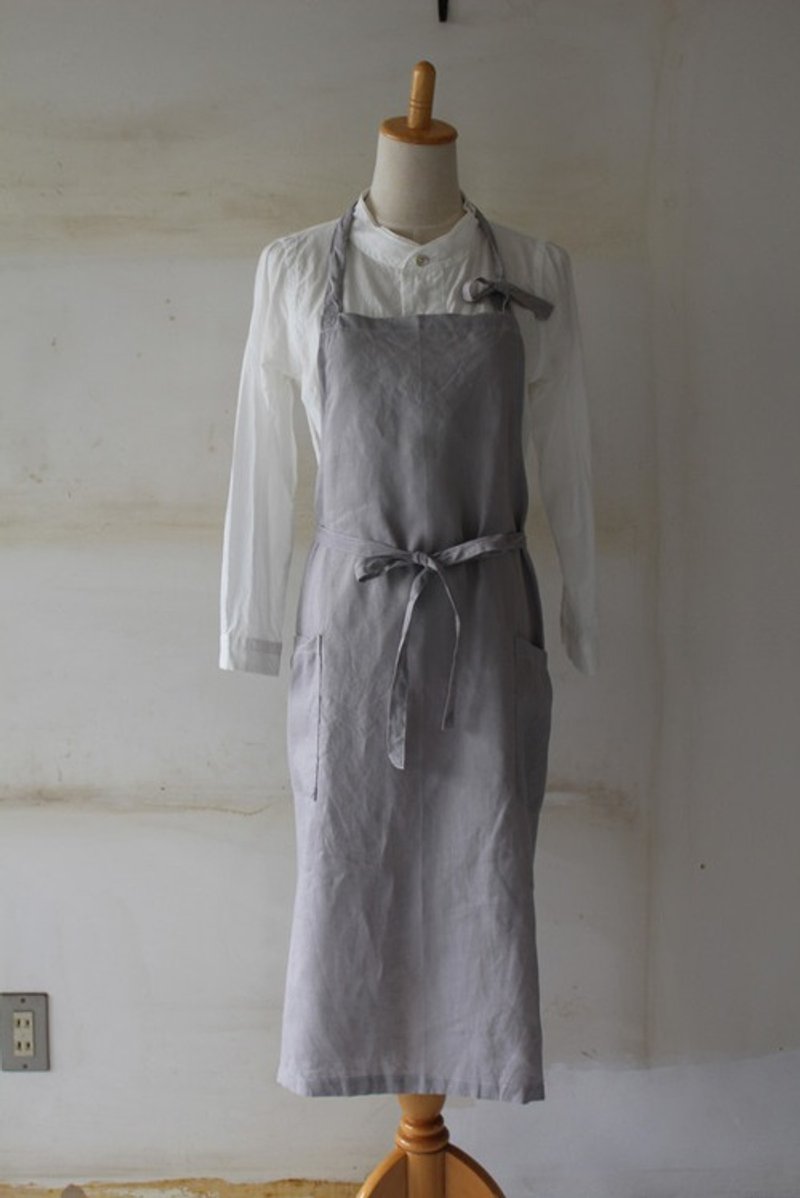 French Linen unisex full apron light gray - Aprons - Cotton & Hemp 