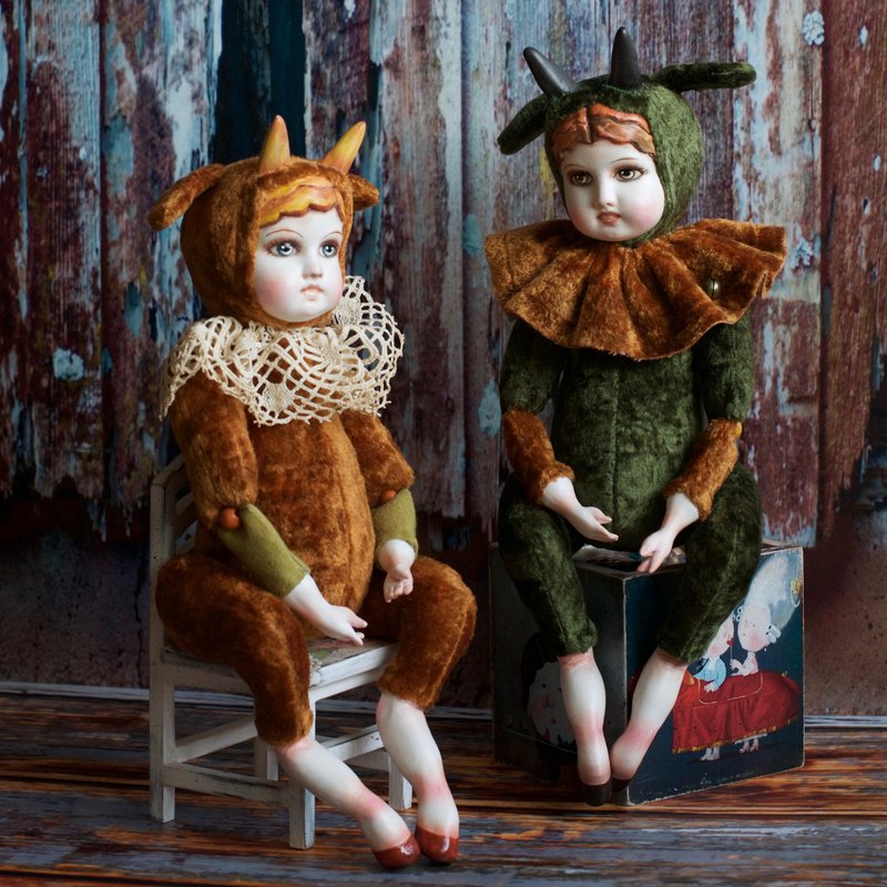 Faun with a hand painted face - 公仔/玩偶 - 其他材質 綠色