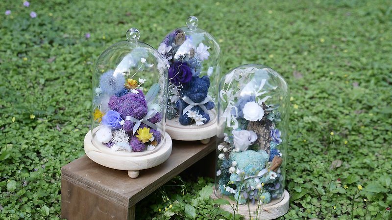 Bear Glass Bell Jar Flower Ceremony