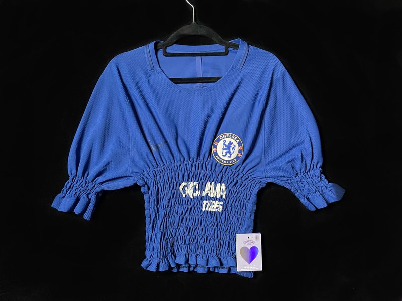 REGETHER Vintage modified NIKE short version elastic football jersey 18 - Women's T-Shirts - Polyester Blue