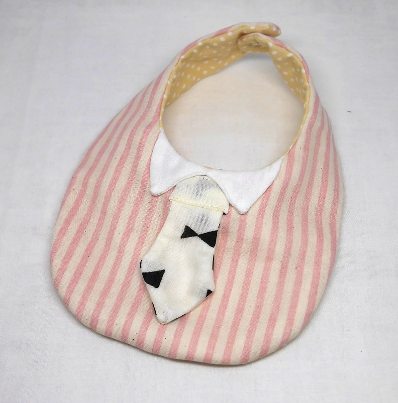 Japanese Handmade 8-layer-gauze Baby Bib / with tie - ผ้ากันเปื้อน - ผ้าฝ้าย/ผ้าลินิน สึชมพู