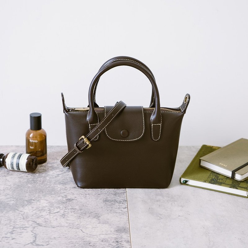 真皮手提側背小包 22364 咖 - 側背包/斜背包 - 真皮 咖啡色