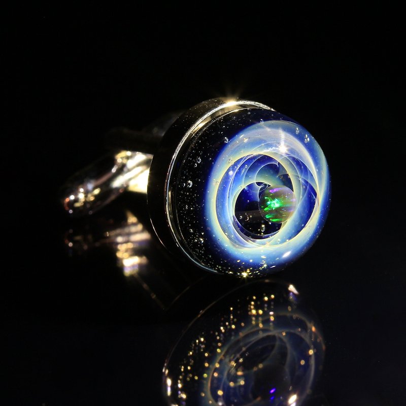 spaceglass cufflink  - กระดุมข้อมือ - แก้ว สีเงิน
