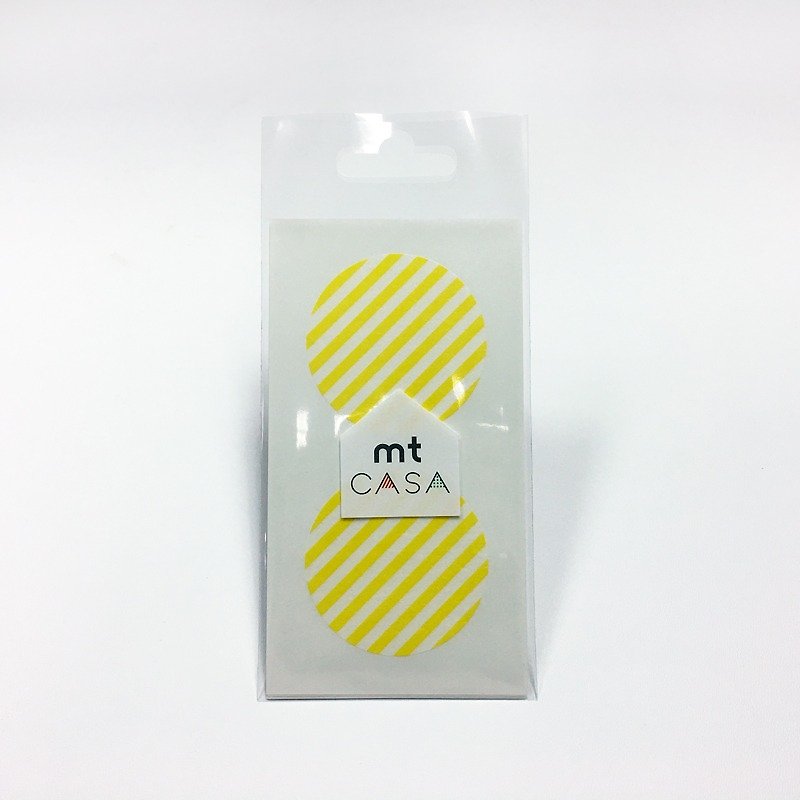 日本KAMOI mt CASA Seal 和紙圓貼【斜紋 檸檬黃 (MTCDS023)】 - 牆貼/牆身裝飾 - 紙 黃色