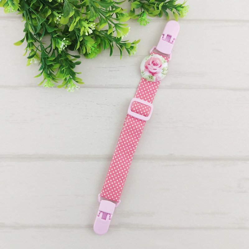 Pink roses. Adjustable length handkerchief holder - Bibs - Cotton & Hemp Pink