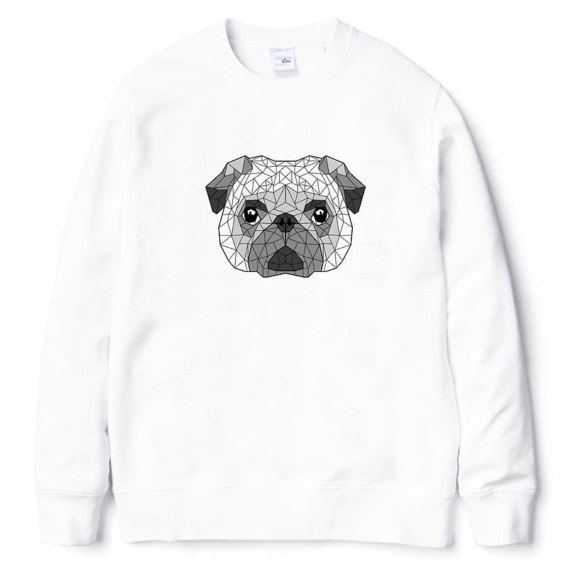 Geometric Pug white sweatshirt - เสื้อยืดผู้ชาย - ผ้าฝ้าย/ผ้าลินิน ขาว