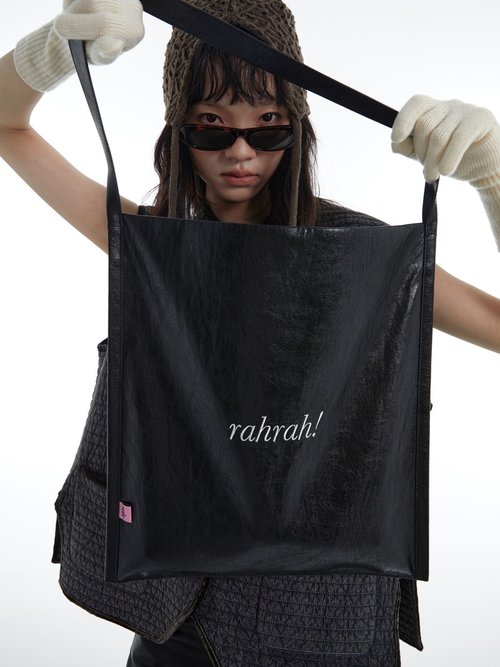 DirtySix 「rahrah!」バッグ 刺繍 オリジナル大容量 トートバッグ ブラック rahrah バッグ かばん 5色のコントラスト刺繍糸