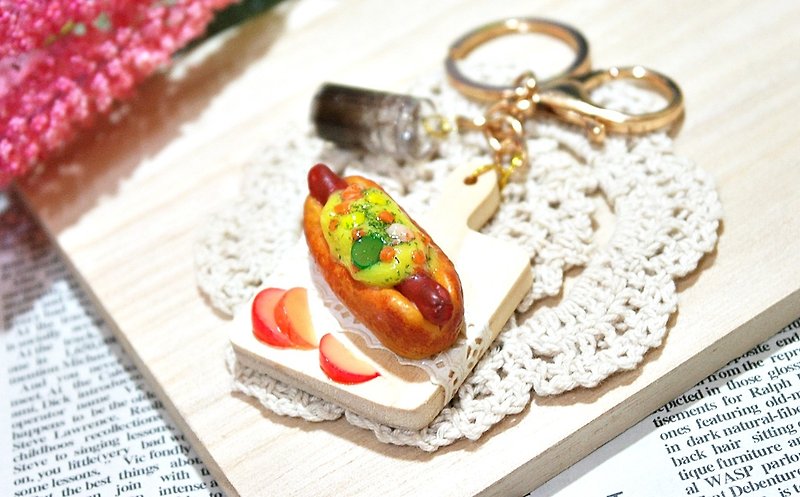 ➽ clay series - baked grill German sausage breakfast - key ring // ornament # bag accessories # # gift # - Keychains - Clay Red