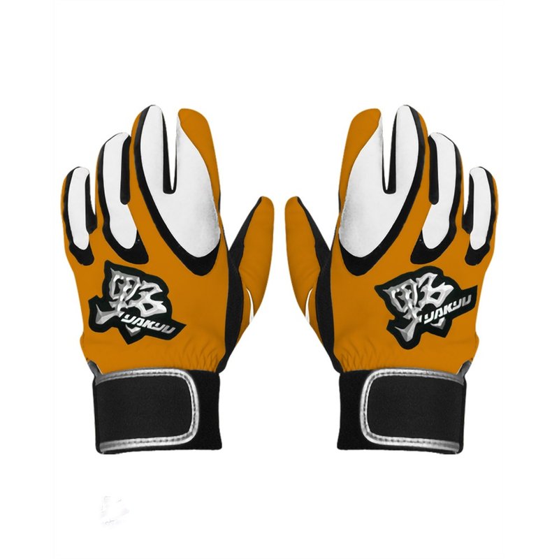 【YAKYU】Batting Gloves(1 Pair)Synthetic Leather - Orange/White - Fitness Accessories - Faux Leather Orange