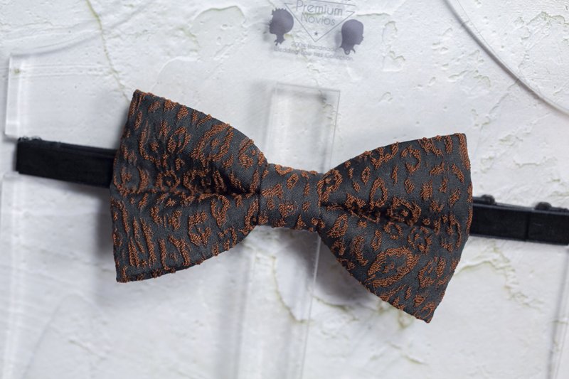 Leopard pattern jacquard Bowtie - Bridal Groom Gift & Wedding Bowtie - Bow Ties & Ascots - Polyester Black