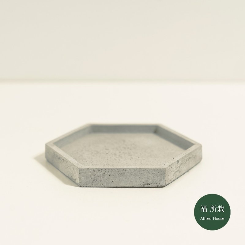 Hexagonal hand-made Cement base│Cultivation peripherals│Fukusho - Plants - Cement Gray