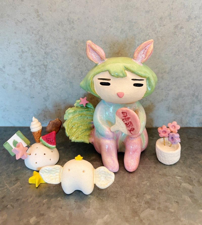 小蜜的故事/互動式陶偶/志工故事/動森島民/兔耳朵/愛台灣/和彩 - 公仔/玩偶 - 陶 多色