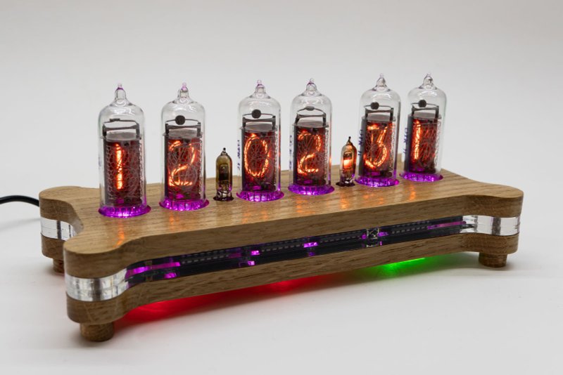 Alena IN-14 desk clock with nixie tubes, wooden case, LED backlight and remote - แกดเจ็ต - ไม้ สีกากี