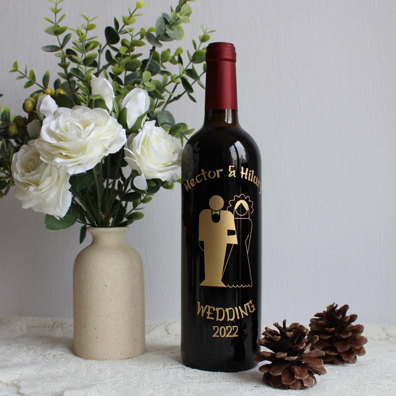 Text Art |結婚禮物—訂製個性化婚禮紅酒|雕刻 - 酒類/酒精飲品 - 玻璃 