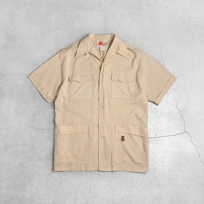 Vintage Guayabera 古巴襯衫 / 夏威夷襯衫、夏季古著襯衫 - 男襯衫/休閒襯衫 - 其他材質 黃色