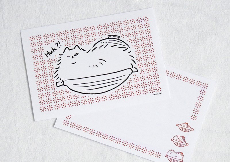 鍋子裡的貓咪 明信片 - 卡片/明信片 - 紙 白色