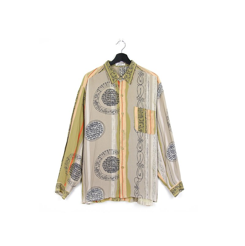 Back to Green:: Silk Shirt Musician // Vintage Shirt - เสื้อเชิ้ตผู้ชาย - ผ้าไหม 