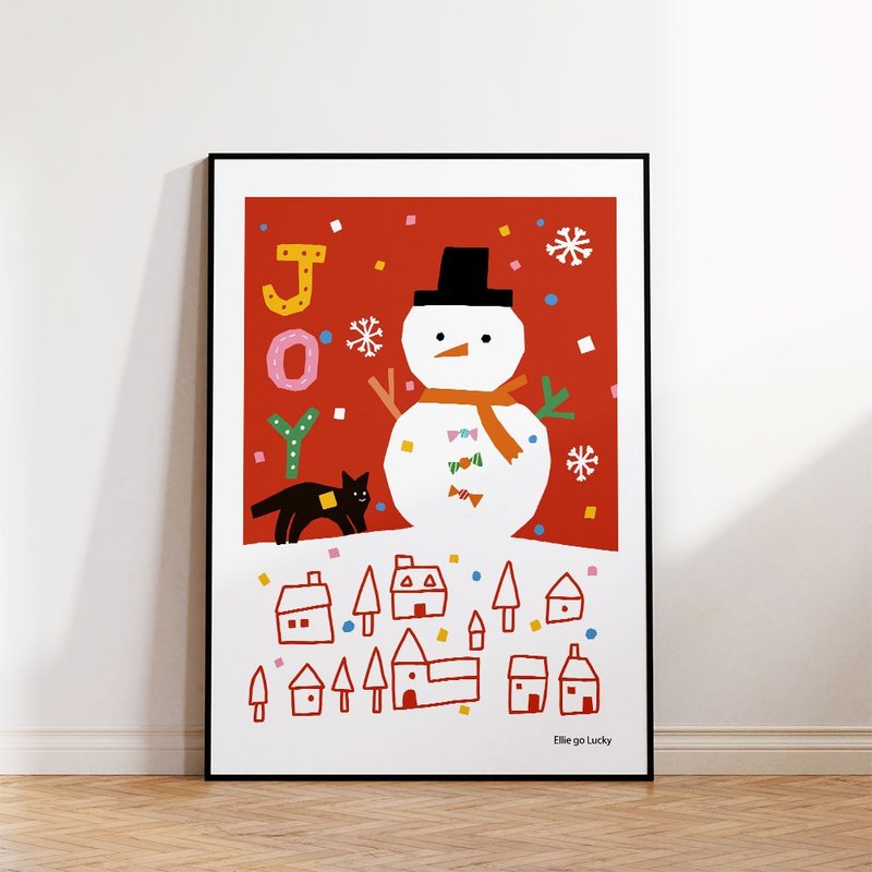 Art print/ Joy /Christmas winter poster A4,A3 - โปสเตอร์ - กระดาษ 