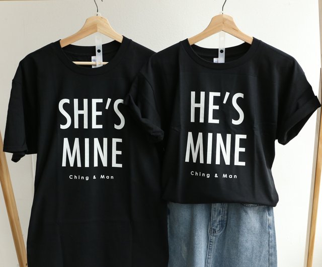 tee-shirt-couple SHE'S AND HE'S MINE BLACK TEE SHIRT