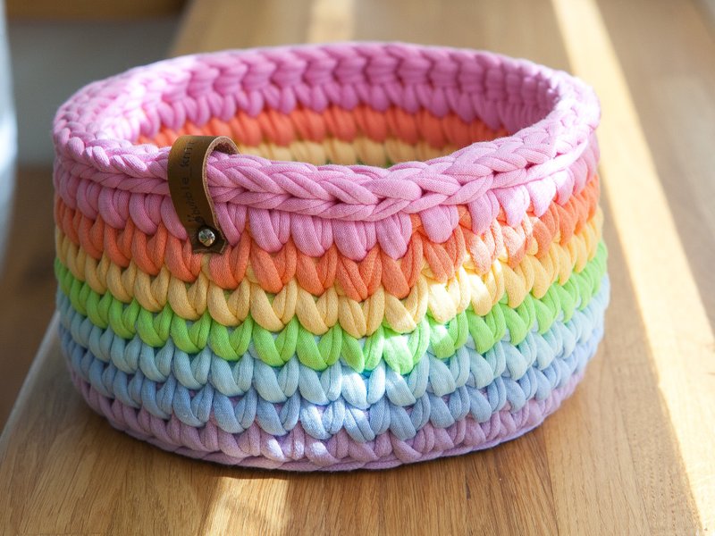 Pastel rainbow storage basket. Shelf decor. Baby gift - ชั้นวาง/ตะกร้า - ผ้าฝ้าย/ผ้าลินิน 