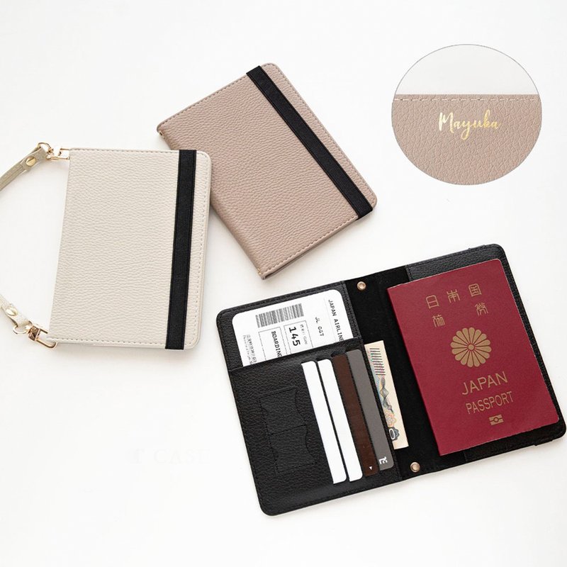 護照夾 【 simple 燙箔 刻名 】 旅行 收納夾 多功能 卡片收納 輕薄 HE59U - 護照套/passport 套 - 真皮 咖啡色